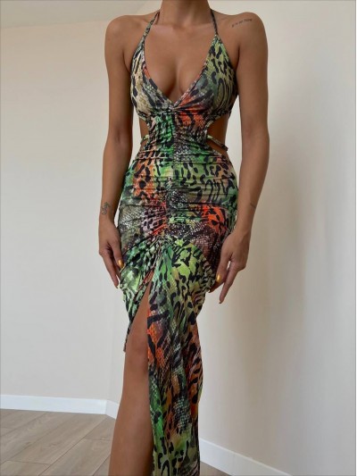 Jungle μακρύ εφαρμοστό φόρεμα 